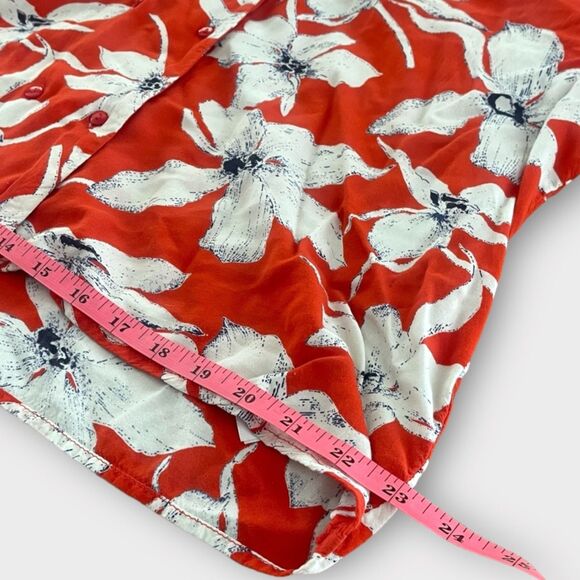 Vero Moda 1987 Red White Floral Button-Up Blouse Size M Vintage Style Shirt - Picture 7 of 8